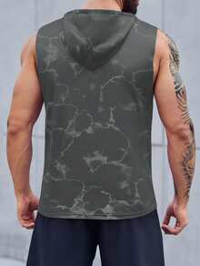 Manfinity Homme 男士抽绳连帽休闲百搭无袖上衣，适合日常穿着 - 灰色 - 查看 2