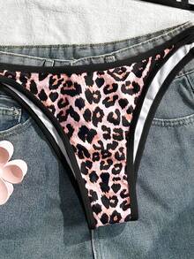 Swim Mod Bộ bikini nữ gợi cảm hở lưng, họa tiết da báo, buộc dây phía trước, kiểu dáng đi biển. - màu đen - Xem 6