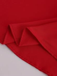 Franclia 女士优雅荷叶袖A字连衣裙，适合日常通勤、商务场合、浪漫约会、派对、圣诞节等，红色短袖 - 紅色 - 查看 6