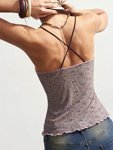 Bohemela 女士休闲纯色针织修身背心 - 黑色 - 查看 1