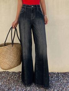 Livesso Women's Distressed High Neck Casual Jeans