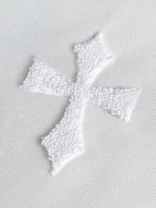 Manfinity Roghcode Men Plus Size Street-Style Popular INS Matching Cross Full-Print Towel Embroidery, Daily, Boyfriend/Husband Gift, Anniversary Gift, White T-Shirt With Crosses Short Sleeve T-Shirt