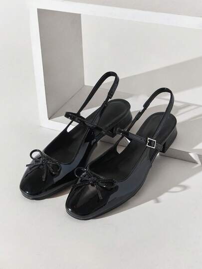 SHUZIA Women's Elegant French Charming Bow-Toed Sling-Back Pumps