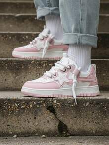 Tenis Casual para Mujer con Plataforma y Diseño Urbano en Colores Combinados - ROSA - Ver 3
