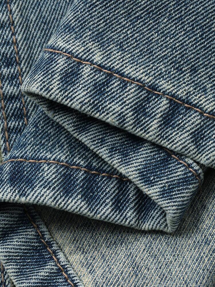 Women's Cargo Pocket Washed Distressed Denim Skirt
