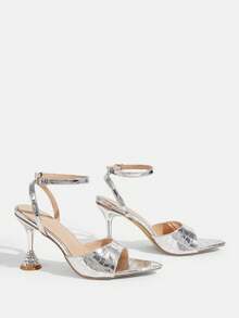 CUCCOO TILAWA 女士经典简约时尚高跟凉鞋 - 銀色 - 查看 7