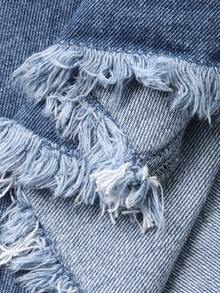 DAZY Women's Frayed Hem Long Casual Elegant Denim Dress - Medium Wash - View 7