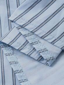 DAZY 女士优雅条纹无袖衬衫裙，中长款连衣裙 - 藍色 - 查看 10