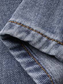 DAZY Toddler Girls' Korean Style Loose Washed Denim With Five-Pointed Star Embroidery - Blue - View 8