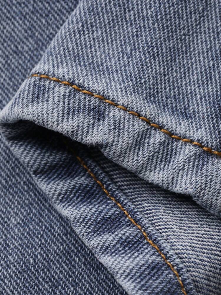 Toddler Girls' Korean Style Loose Washed Denim With Five-Pointed Star Embroidery