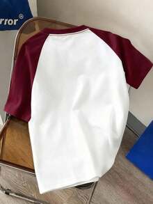 Manfinity Joysei Men's Casual Funny Rabbit Faux Pocket Print Raglan Sleeve T-Shirt, Red - Red and White - View 3