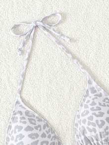 Swim Vcay 2025年女士夏季度假沙滩豹纹吊带比基尼上衣 - 白色 - 查看 5