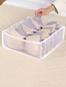 White Mesh Underwear Organizer Drawer Divider Multifunctional Closet Storage Box See Through Design Foldable Space Saving Solution - White - View 14