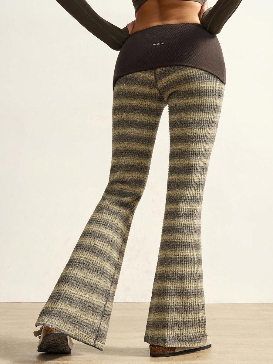 VARSIVA Women's Striped Pattern Casual Versatile Flared Leg Sports Pants - Multicolor - View 1