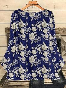 EMERY ROSE Áo thun nữ cỡ lớn in họa tiết toàn thân, cổ tròn, tay lỡ, dáng rộng, thích hợp cho mùa thu/đông. - Nhiều màu - Xem 2