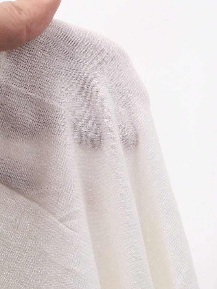 Women's Loose Solid Color Long Sleeve Linen Casual Shirt With Turndown Collar, Spring/Summer