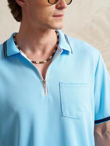 Airaco 男士休闲撞色滚边短袖Polo衫，夏季 - 彩色 - 查看 4