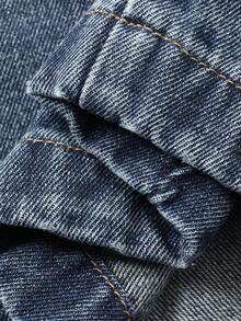 DAZY Western Cowgirl Distressed Wash Straight Leg Cropped Jeans, Casual For Women, Autumn/Winter - Blue - View 9