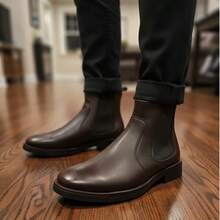 Botines Chelsea de hombre en color café con piel de res, diseño moderno y elegante para caballero - Café - Ver 2