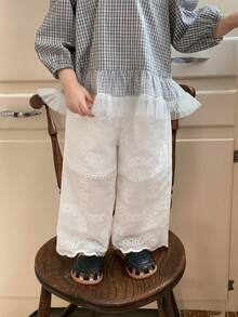 DAZY Toddler Girls' Textured Lace Casual Loose Wide-Leg Pants - Apricot - View 1