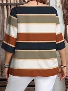 EMERY ROSE Plus Size Casual Minimalist Shirt, Suitable For Summer - Multicolor - View 2