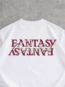 Manfinity EMRG 男士圆领字母印花休闲日常短袖T恤 - 白色 - 查看 3