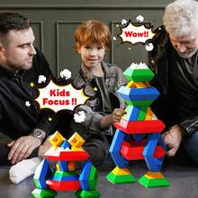 MINKOJA - SELECTS Juguetes de bloques de construcción apilables en forma de pirámide STEM, bloques apilables, regalo de Pascua, regalo del Día del Niño, bloques de construcción, juegos de bloques de construcción, aprendizaje en el aula, juguetes para niños, juguetes antiestrés, juguetes de apilamiento para niños - Multicolor - Ver 3