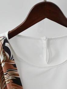 Elenzga 女士春季新款束腰无袖圆领腰带搭配时尚服饰系列，新年、圣诞节、感恩节、毕业典礼、独立日，精致花卉优雅白色吊带背心 - 白色 - 查看 4