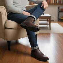 Botines Chelsea de hombre en color café con piel de res, diseño moderno y elegante para caballero - Café - Ver 4