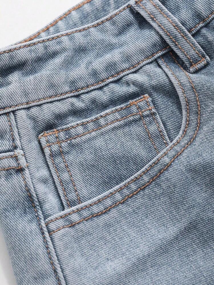 Pantalones cortos vaqueros versátiles y de moda para mujer, para primavera y verano, tipo falda-pantalón - Azul - Añade 8