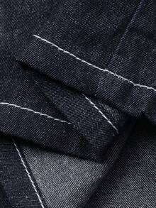 Livesso High Waist Casual Solid Color Women's Fashion Belt Loop Loose Fit Jeans - Dark Wash - View 8