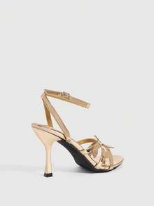 CUCCOO SZL 女士尖头搭扣设计时尚高跟凉鞋，适合日常穿着 - 玫瑰金 - 查看 8