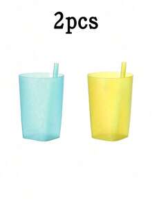 Bộ cốc nhựa có ống hút tích hợp, dung tích 11,84oz (khoảng 350ml), cốc uống nước trái cây ngoài trời mùa hè dành cho học sinh - Nhiều màu sắc - Nhiều màu - Xem 13