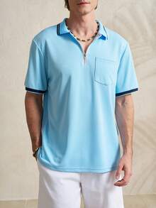 Airaco 男士休闲撞色滚边短袖Polo衫，夏季 - 彩色 - 查看 7