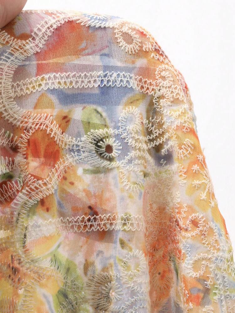 Ditsy Floral Midi Dress With Puff Sleeves, Vintage French Style Floral Dress For Vacation Sundress Boho