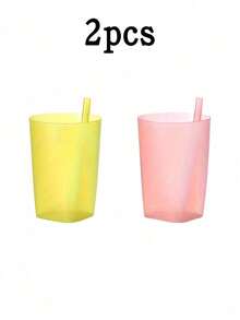 Bộ cốc nhựa có ống hút tích hợp, dung tích 11,84oz (khoảng 350ml), cốc uống nước trái cây ngoài trời mùa hè dành cho học sinh - Nhiều màu sắc - Nhiều màu - Xem 12