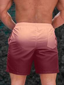 Manfinity Swimmode Men's Ombre Beach Vacation Casual Swim Trunks (Printed Irregular Pattern) - Multicolor - View 2