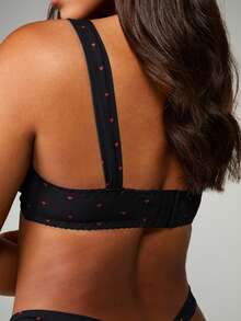 MISSGUIDED Heart Print Bra And Thong Set Lingerie For Valentine's Day Intimate Apparel Underwear Collection - Black - View 5