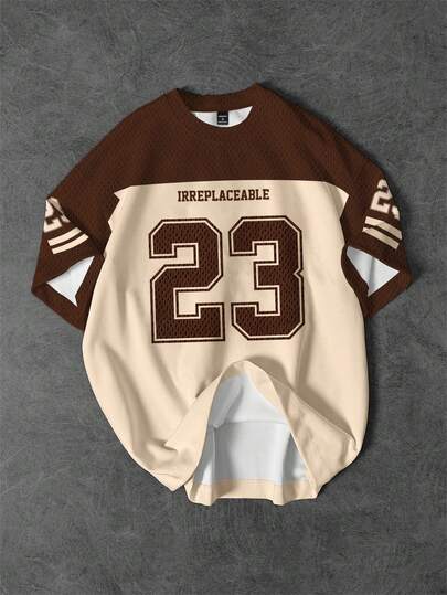 Aesthetic Post 男士休闲撞色23号圆领T恤