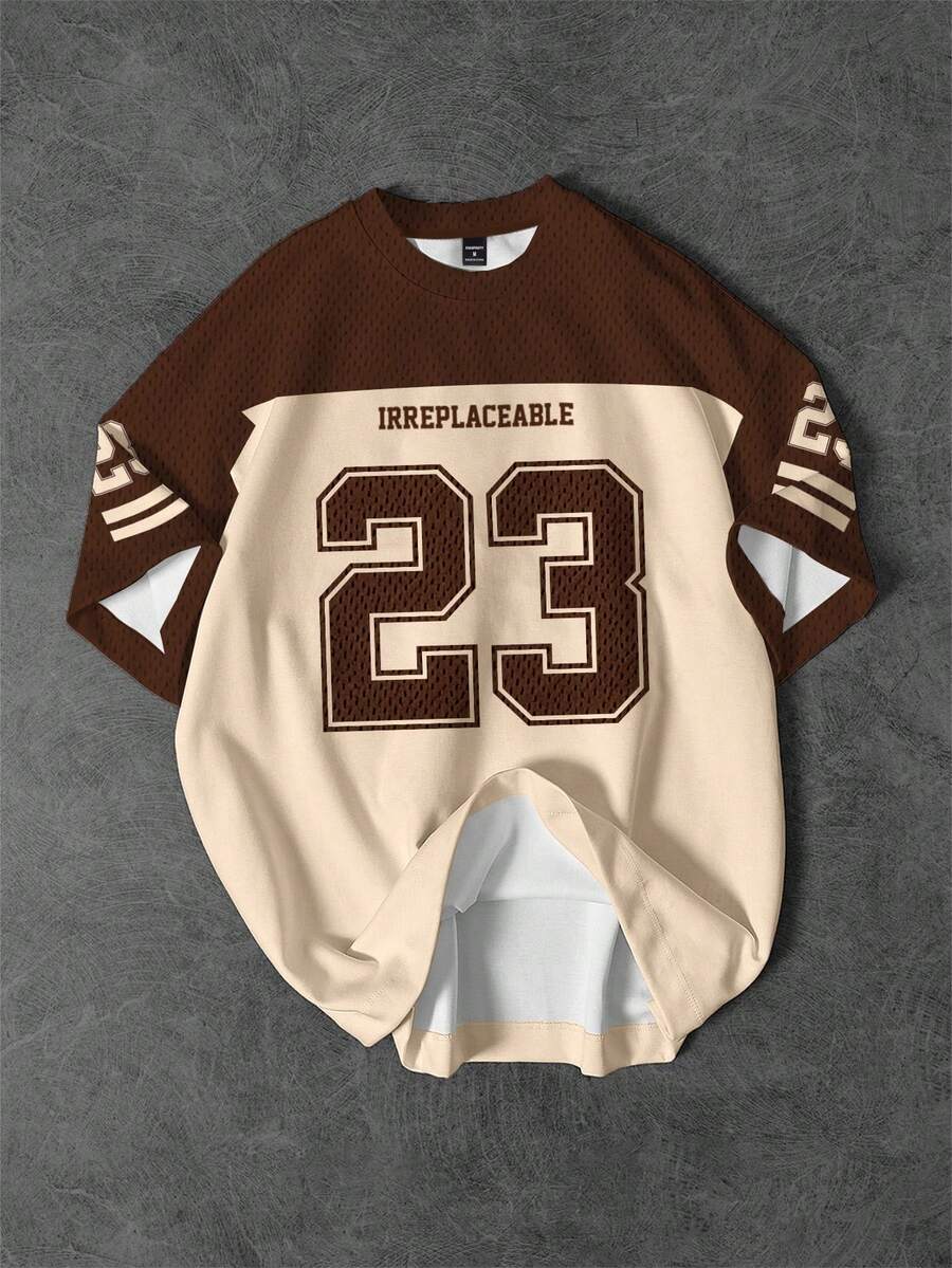 Manfinity Campus Court Áo thun cổ tròn phối màu số 23 phong cách thường ngày dành cho nam giới. - Nhiều màu - Xem 1