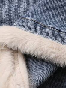 FRIFUL Jeans acampanados de mujer con lavado y deshilachado casual - Azul - Ver 9