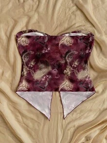 Soleia Áo quây nữ kiểu dáng thường ngày, áo kiểu đi nghỉ mát, áo mùa hè, màu đỏ Angola, họa tiết Paisley. - Nhiều màu - Xem 2