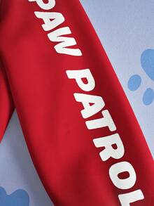 SHEIN | PAW Patrol 小男孩可爱卡通小狗印花圆领长袖针织卫衣，休闲户外运动服 - 紅色 - 查看 6