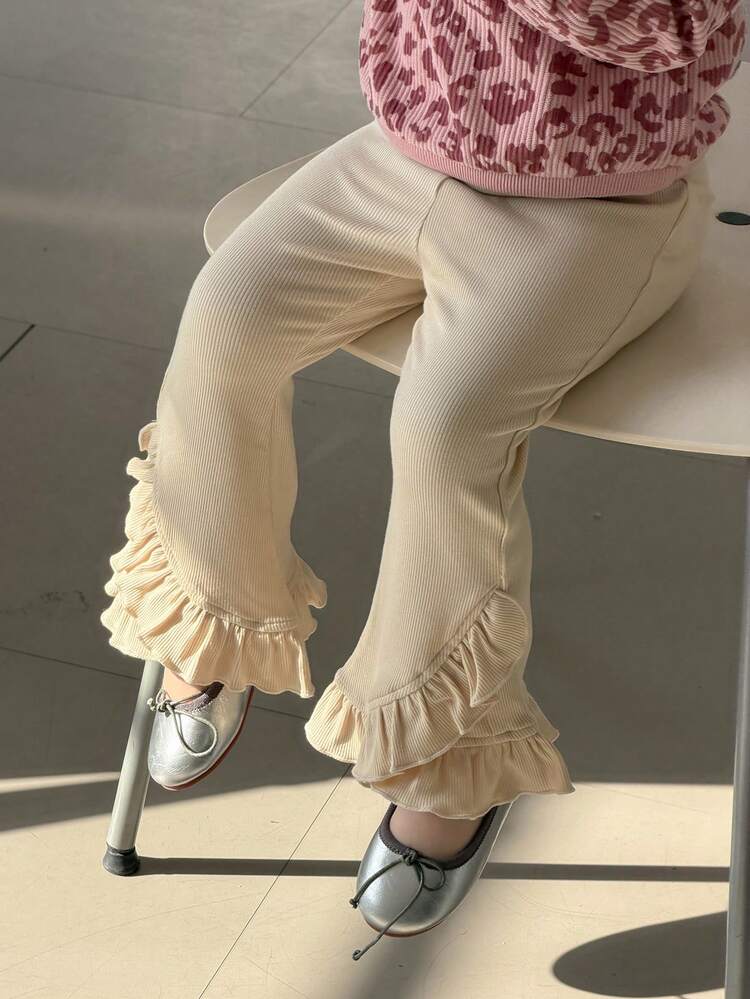 Baby Girl Floral Lace Trim Flare Pants, Korean Style, Breathable, Summer Baby Girl Clothing Girls Clothes