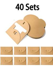 1/10/20/40/50PCS Mini Envelope & Blank Note Card Set - Kraft Paper Invitation Envelopes For Gift Cards, Wedding, Thank You Notes & Mailing - Multicolor - View 10