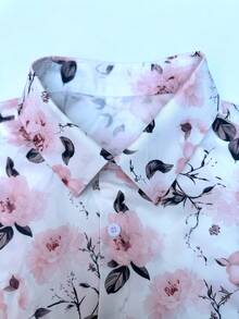 Solantero 男士印花 Polo 领单排扣短袖衬衫上衣搭配抽绳腰短裤，休闲度假沙滩装 - 彩色 - 查看 4