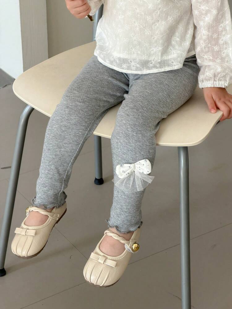 Toddler Girls' Casual Korean Style Comfortable Bow Decor Bottoms