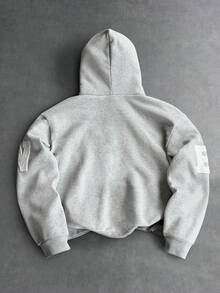 PAVTROS Áo hoodie nam dáng rộng, in chữ 3D, có túi, thích hợp mặc hàng ngày vào mùa thu/đông. - Xám - Xem 3