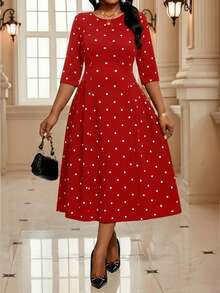 SHEIN Lady Đầm chấm bi dự tiệc thanh lịch cỡ lớn, Đầm chấm bi đỏ, Đầm chấm bi đỏ, Đầm đi nhà thờ cho nữ, Đầm chấm bi, Đầm midi thanh lịch, Đầm chấm bi đỏ, Đầm midi chấm bi cỡ lớn, Đầm midi cổ tròn viền tương phản xẻ tà in chấm bi đỏ trắng, Đầm tay lửng ba phần tư màu đỏ thanh lịch, Đầm mùa hè, Trang phục mùa xuân, Đầm thường ngày cho nữ, Đầm chấm bi ngày Valentine, Đầm chấm bi nữ, Đầm midi nữ, Đầm midi có tay áo, Đầm chấm bi - Đỏ - Xem 7