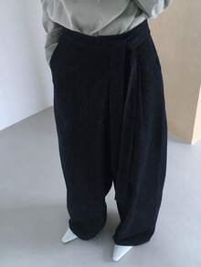 DAZY 复古水洗牛仔灯笼裤，宽松修身直筒牛仔裤，女士款 - 藏蓝色 - 查看 7